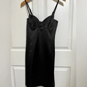 H&M Sleek Black Satin Midi Dress